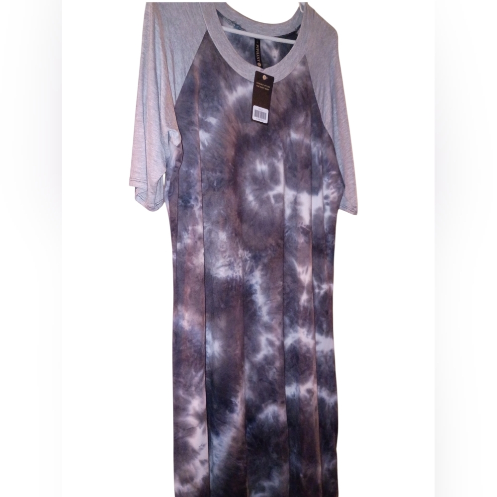 Piphany Gray Tie-Dye Raglan Sleeve Dress Size Large Nwt